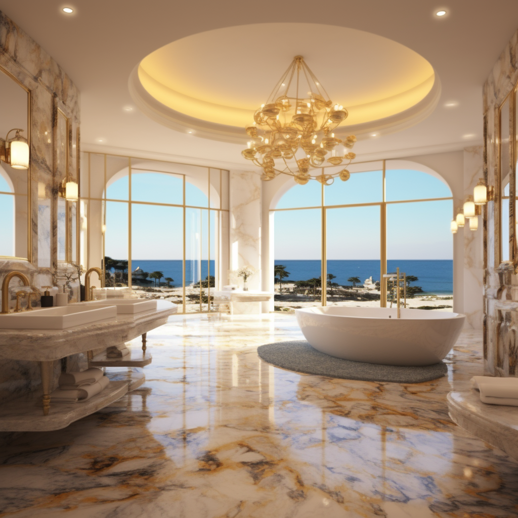 Crafting A Marble and Gold Bathroom with a Stunning View