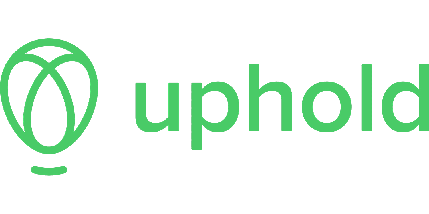 Uphold crypto exchange app text in green on a white background