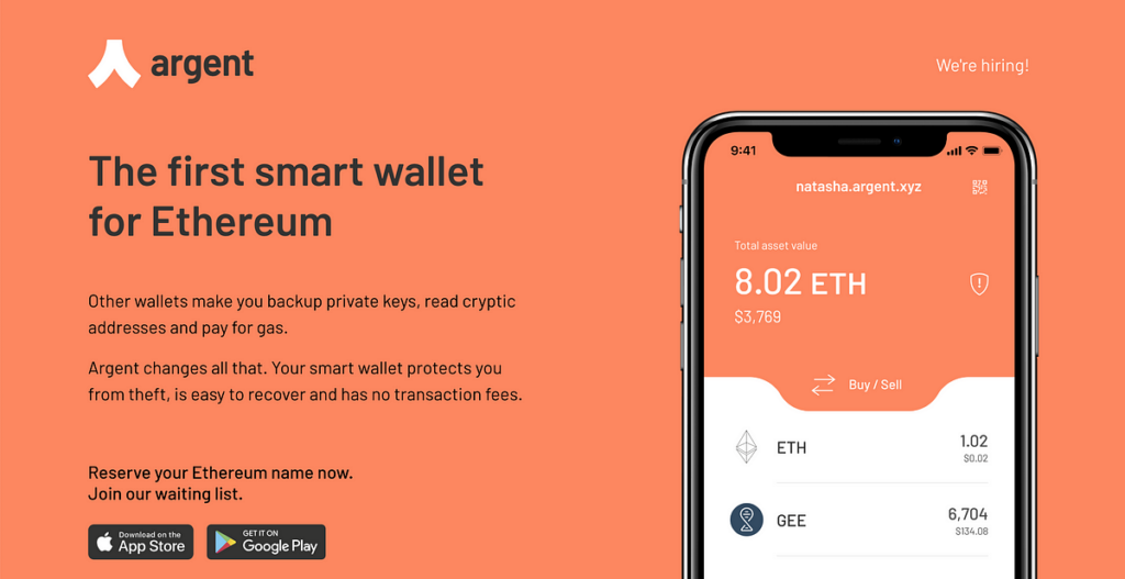 Argent - one of the best Ethereum wallets